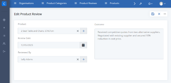 CORE Content Type - Edit Product View