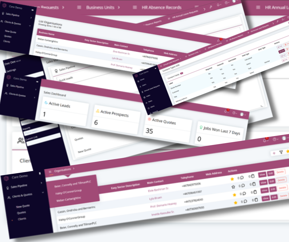 Collage of CORE Screen Shots